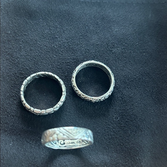 Sarda Artisans of Bali™️ marked sterling set of 3 stackable multi design rings - Picture 7 of 7